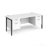 Maestro 800mm Deep Straight H Office Desk with Two and Two Drawer Pedestal