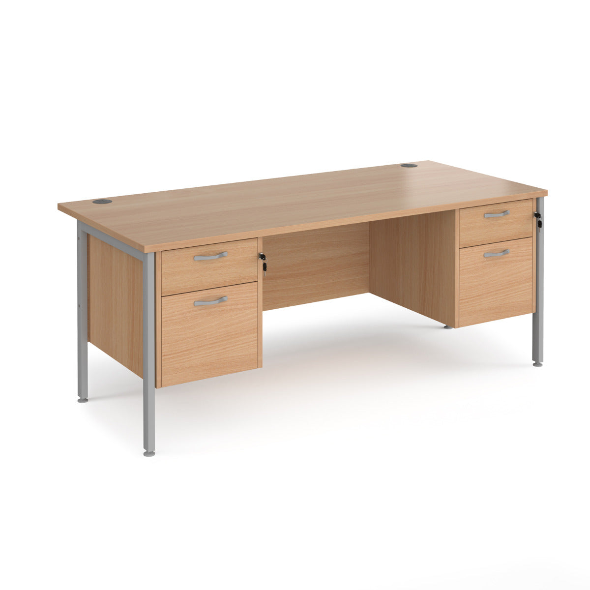 Maestro 800mm Deep Straight H Office Desk with Two and Two Drawer Pedestal