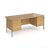 Maestro 800mm Deep Straight H Office Desk with Two and Two Drawer Pedestal