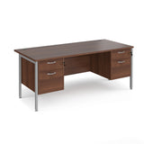 Maestro 800mm Deep Straight H Office Desk with Two and Two Drawer Pedestal