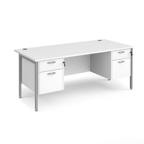 Maestro 800mm Deep Straight H Office Desk with Two and Two Drawer Pedestal