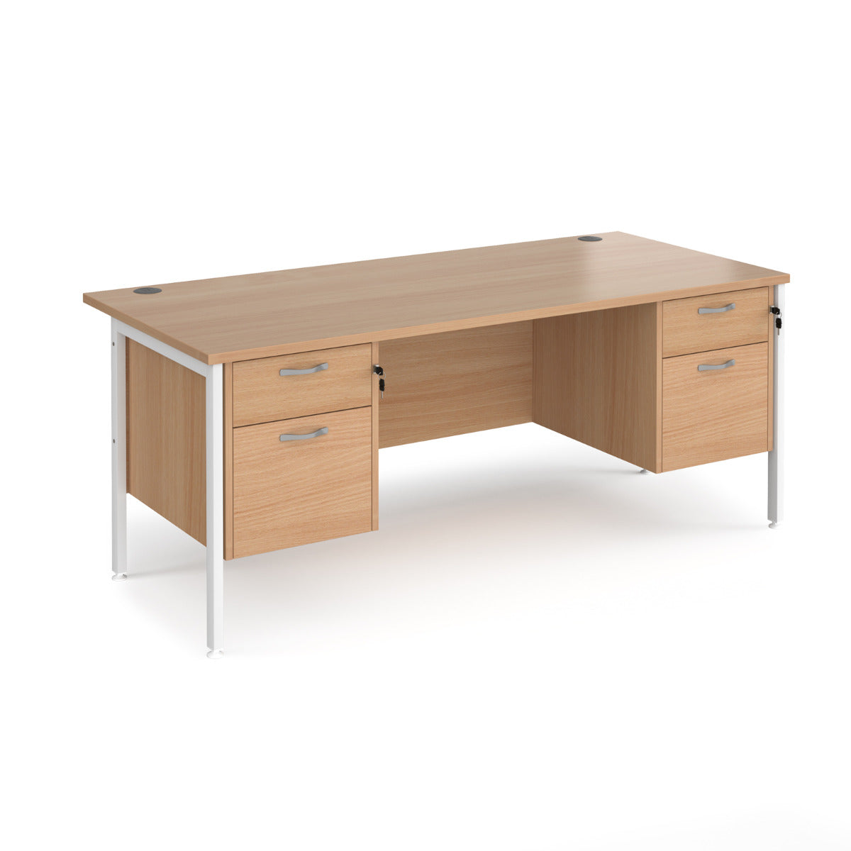 Maestro 800mm Deep Straight H Office Desk with Two and Two Drawer Pedestal