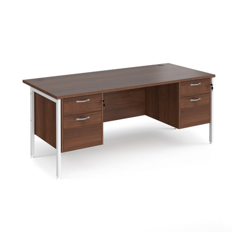 Maestro 800mm Deep Straight H Office Desk with Two and Two Drawer Pedestal