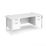 Maestro 800mm Deep Straight H Office Desk with Two and Two Drawer Pedestal