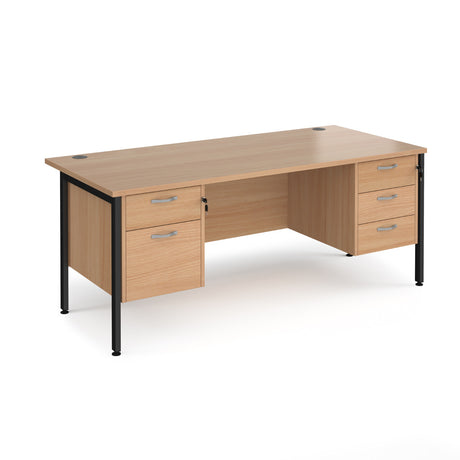 Maestro 800mm Deep Straight H Office Desk with Two and Three Drawer Pedestal