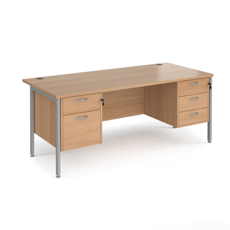 Maestro 800mm Deep Straight H Office Desk with Two and Three Drawer Pedestal