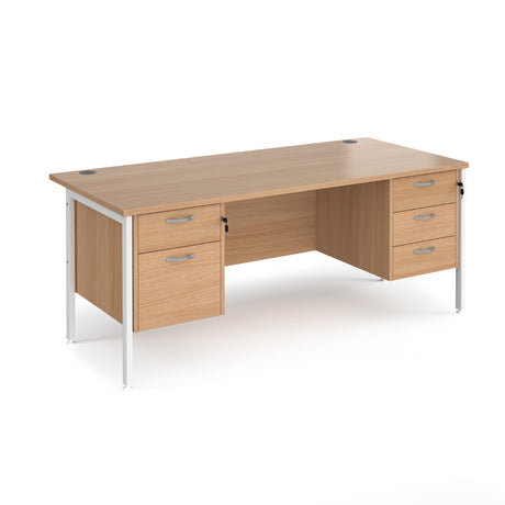 Maestro 800mm Deep Straight H Office Desk with Two and Three Drawer Pedestal