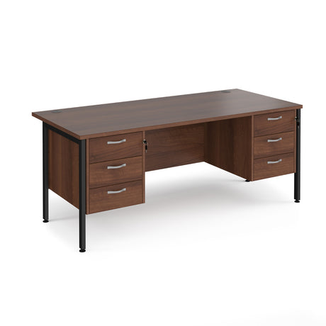 Maestro 800mm Deep Straight H Office Desk with Three and Three Drawer Pedestal