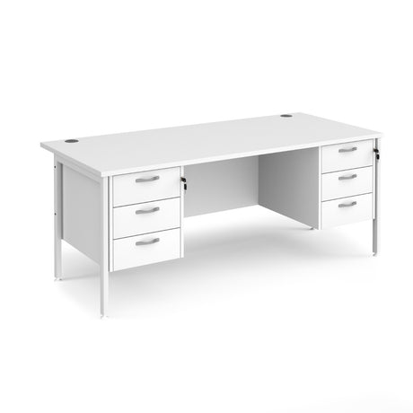 Maestro 800mm Deep Straight H Office Desk with Three and Three Drawer Pedestal