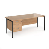 Maestro 800mm Deep Straight H Office Desk with Three Drawer Pedestal