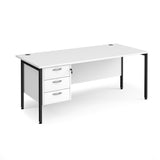 Maestro 800mm Deep Straight H Office Desk with Three Drawer Pedestal