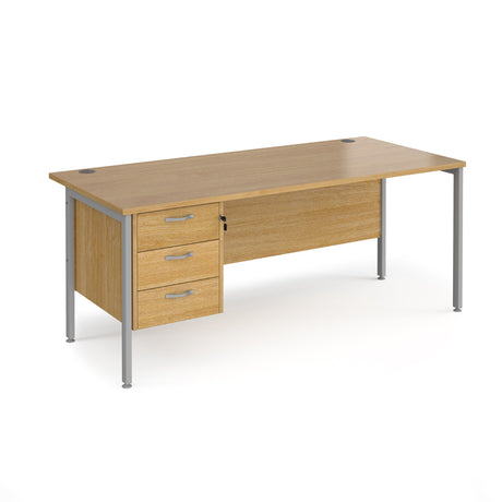 Maestro 800mm Deep Straight H Office Desk with Three Drawer Pedestal