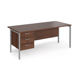 Maestro 800mm Deep Straight H Office Desk with Three Drawer Pedestal