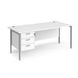 Maestro 800mm Deep Straight H Office Desk with Three Drawer Pedestal