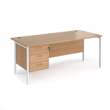 Maestro 800mm Deep Straight H Office Desk with Three Drawer Pedestal