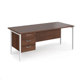 Maestro 800mm Deep Straight H Office Desk with Three Drawer Pedestal