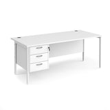 Maestro 800mm Deep Straight H Office Desk with Three Drawer Pedestal