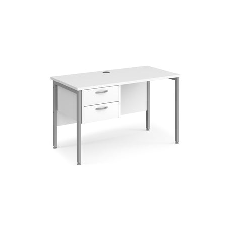 Maestro 600mm Deep Straight H Office Desk with Two Drawer Pedestal