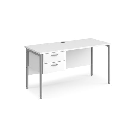 Maestro 600mm Deep Straight H Office Desk with Two Drawer Pedestal