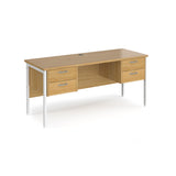 Maestro 600mm Deep Straight H Office Desk with Two and Two Drawer Pedestal