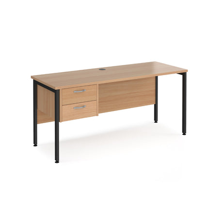 Maestro 600mm Deep Straight H Office Desk with Two Drawer Pedestal