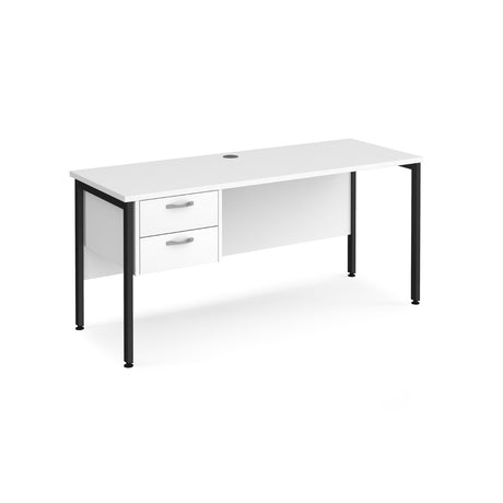 Maestro 600mm Deep Straight H Office Desk with Two Drawer Pedestal