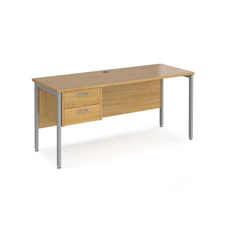 Maestro 600mm Deep Straight H Office Desk with Two Drawer Pedestal