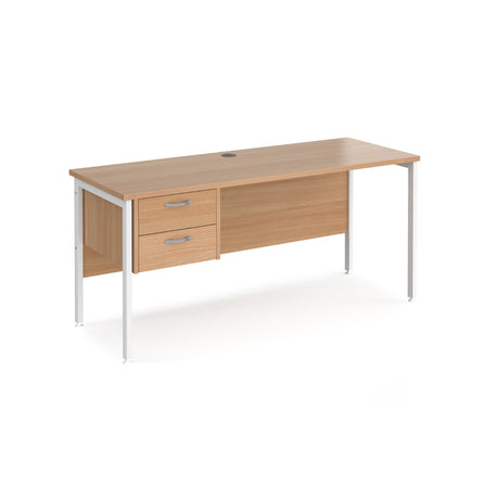 Maestro 600mm Deep Straight H Office Desk with Two Drawer Pedestal