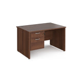 Maestro 800mm Deep Straight Panel Leg Office Desk with Two Drawer Pedestal