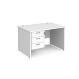 Maestro 800mm Deep Straight Panel Leg Office Desk with Three Drawer Pedestal