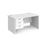 Maestro 800mm Deep Straight Panel Leg Office Desk with Three Drawer Pedestal