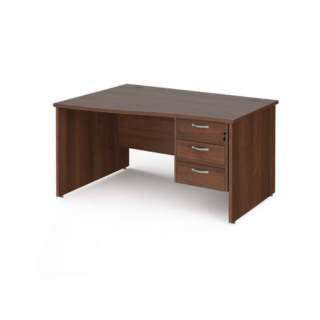 Maestro Panel Leg Left Hand Wave Office Desk with Three Drawer Pedestal