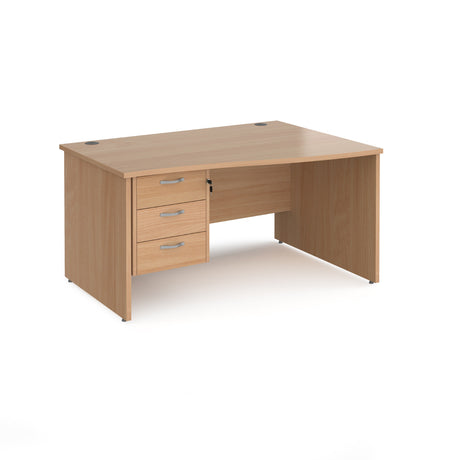 Maestro Panel Leg Right Hand Wave Office Desk with Three Drawer Pedestal