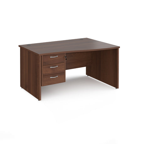 Maestro Panel Leg Right Hand Wave Office Desk with Three Drawer Pedestal