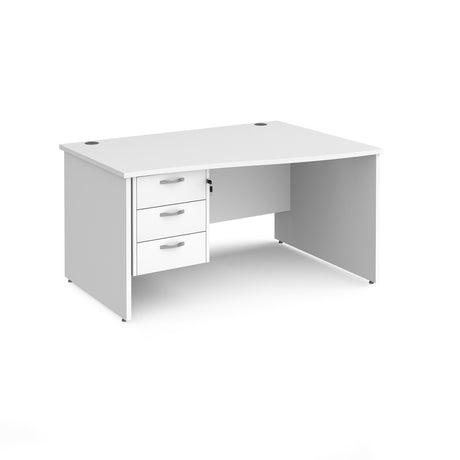 Maestro Panel Leg Right Hand Wave Office Desk with Three Drawer Pedestal