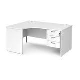 Maestro Panel Leg Left Hand Ergonomic Corner Office Desk with Three Drawer Pedestal