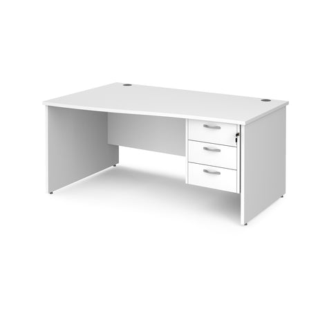 Maestro Panel Leg Left Hand Wave Office Desk with Three Drawer Pedestal