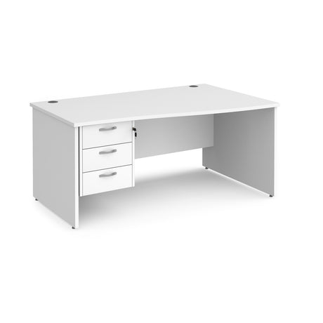 Maestro Panel Leg Right Hand Wave Office Desk with Three Drawer Pedestal