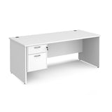 Maestro 800mm Deep Straight Panel Leg Office Desk with Two Drawer Pedestal