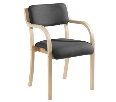 Prague Wood Frame Conference Chair with Optional Arms - Charcoal or Blue Colour Option