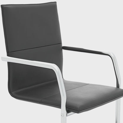 Echo Medium Back Leather Cantilever Visitor Chair with Fixed Arms - Black, White or Red
