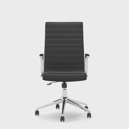 Ezra Modern Medium Back Leather Executive Office Chair with Fixed Arms