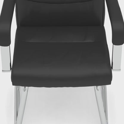 Carter Medium Back Black Bonded Leather Chrome Cantilever Visitor Chair with Fixed Arms
