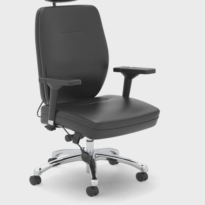 Domino High Back Black Ergonomic Posture Chair with Headrest and Height Adjustable Arms