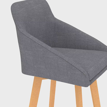 Carmen Grey Fabric Wooden Leg High Stool Chair