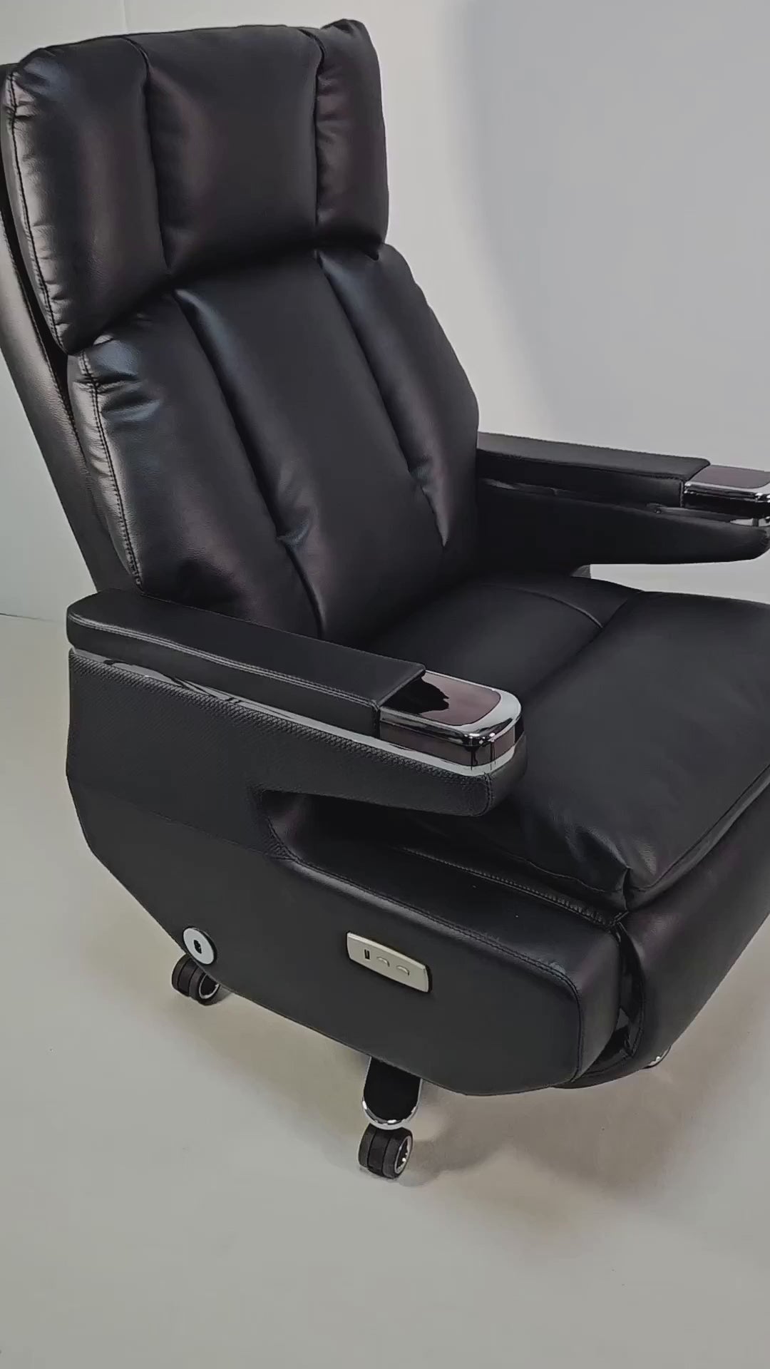 Electric Reclining Executive Leather Office Chair with USB A Charging Port - Black - A2321 Near Me