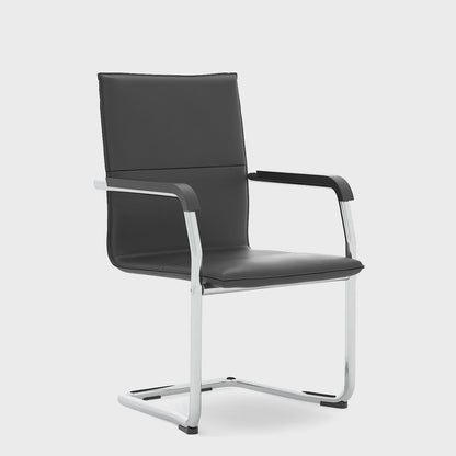 Echo Medium Back Leather Cantilever Visitor Chair with Fixed Arms - Black, White or Red