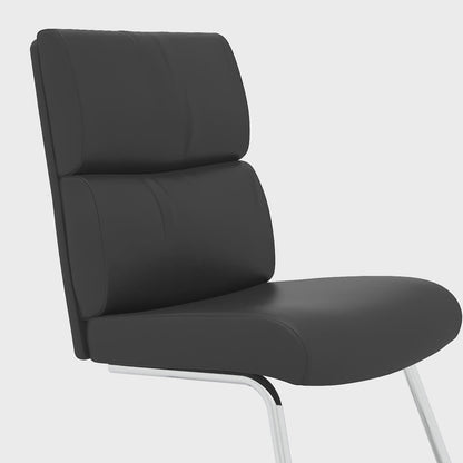Desire Medium Back Leather Cantilever Visitor Chair with Fixed Arms - Black or White