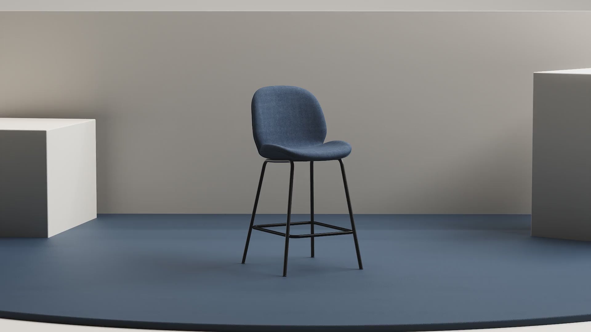 Brayford Fabric Bistro High Stool with Metal Legs - Oatmeal or Blue