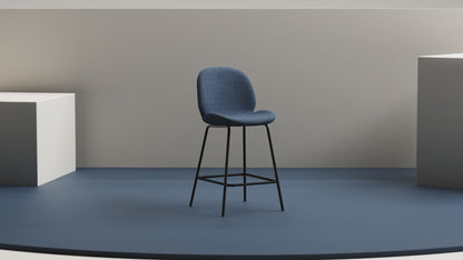Brayford Fabric Bistro High Stool with Metal Legs - Oatmeal or Blue